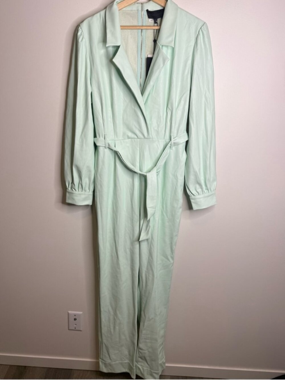 NEW Kendall & Kylie Mint Green Faux Leather JumpSuit Size XL